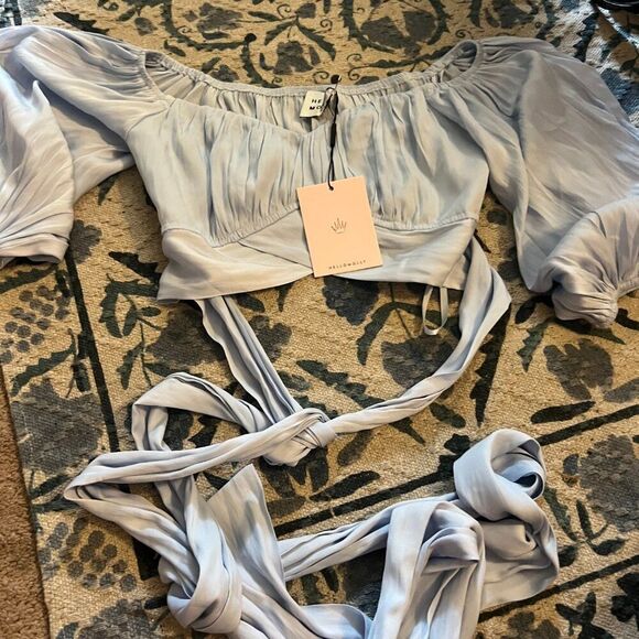 Hello Molly Danced Until Four Crop Top Steel Blue 4 - Picture 6 of 12